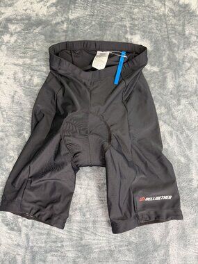 Bellwether Mens Black Cycling Shorts With Padded Liner Size L Stretch Fabric NWT